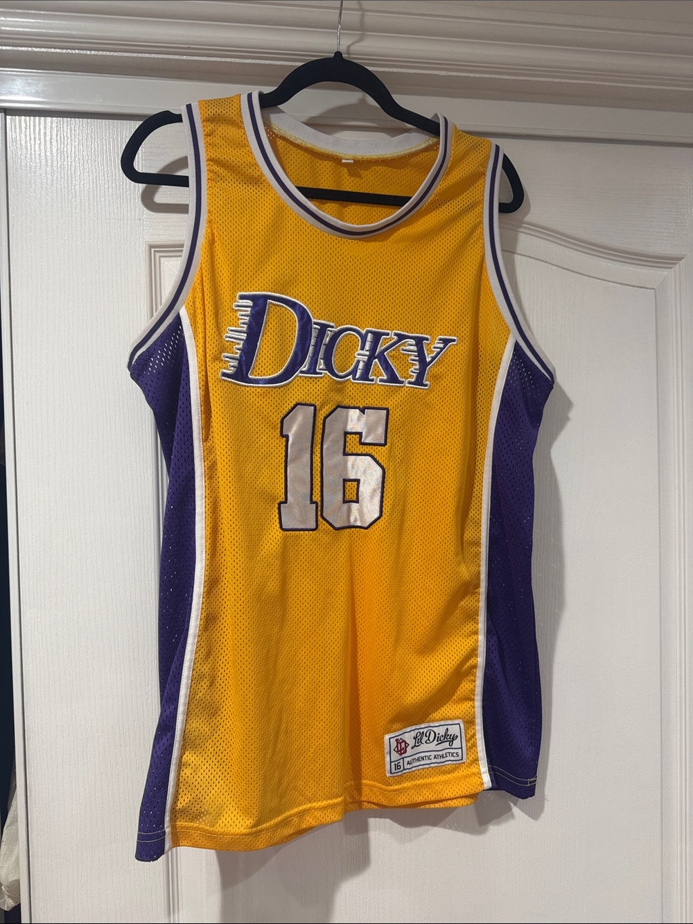 Lil Dickey Yellow & Purple Basketball Jersey #16 - Brand